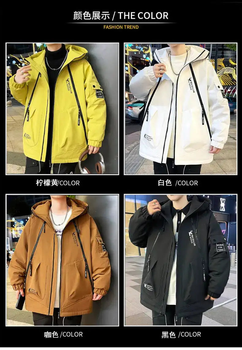 2023 Winter Thicken Fleece Hooded Jackets Mens Waterproof Warm Coats Windbreaker Outwear Males Outdoor - Lootquake