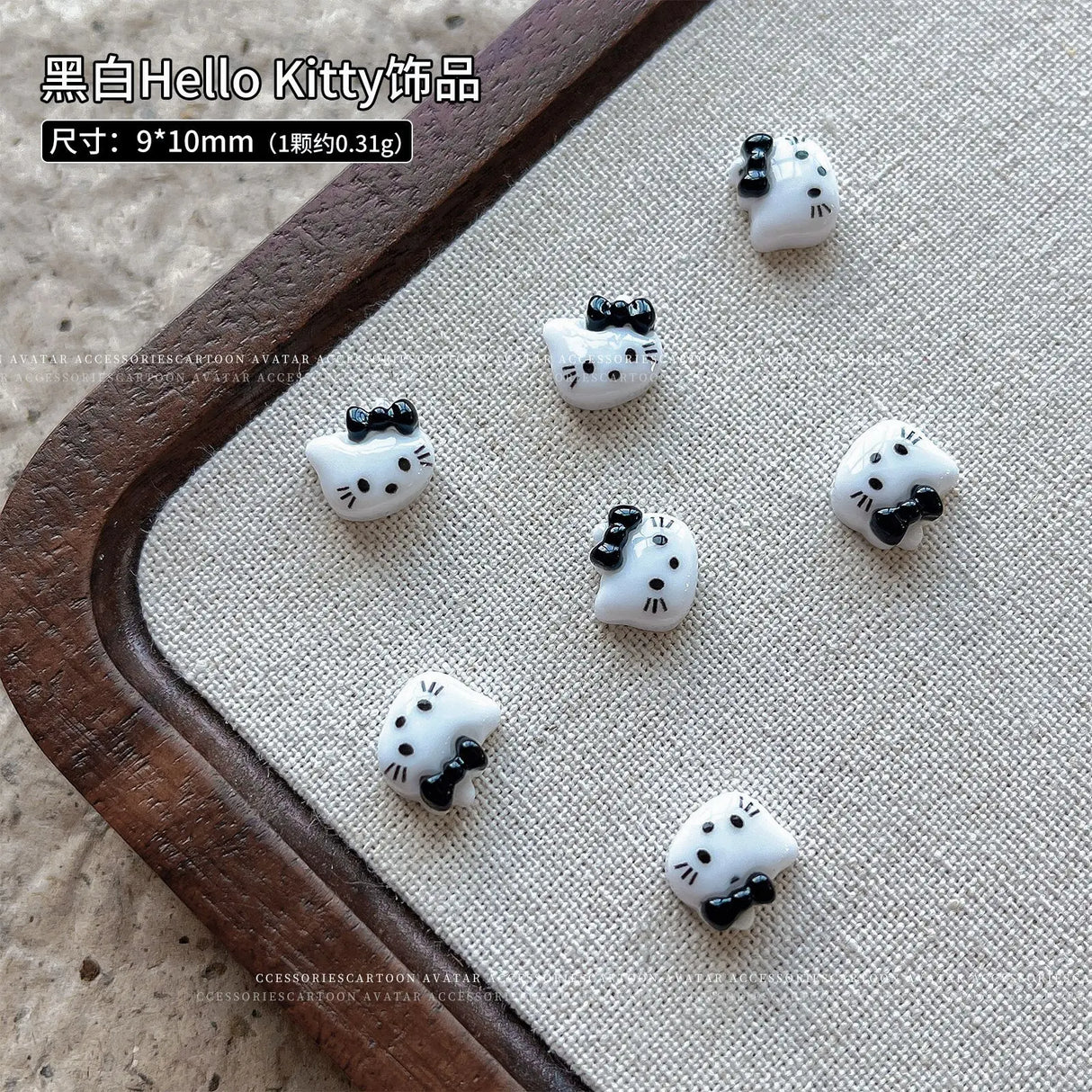 20Pcs Sanrioed Summer Beach Hello Kittys Nail Accessories Cartoon Black Skin Resin Charms Diy Girl Gift Nail Decoration - Lootquake