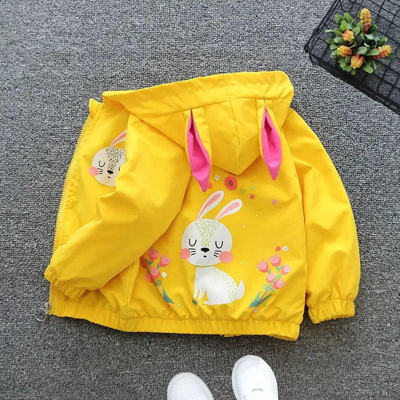 Cartoon Girls Jackets Cute Little Fox Kids Windbreaker Hooded Baby Coat Spring Autumn Children Outwear Toddler Girl Clothes - Lootquake