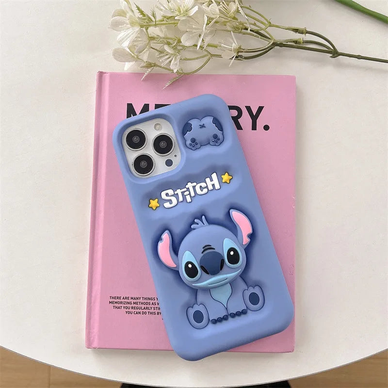 Funda telescópica con soporte para iPhone con diseño de ángel de Stitch
