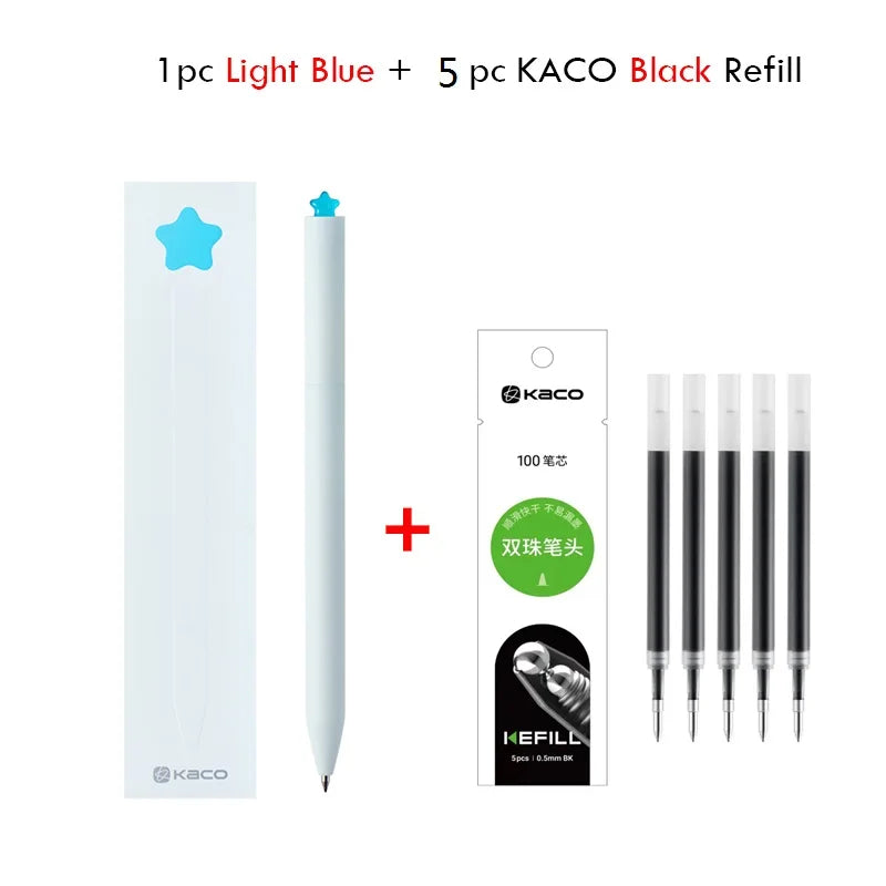 Juegos de bolígrafos de gel KACO, útiles escolares y de oficina para niños, de 0,5 mm de alta capacidad, con forma de corazón o signo del zodiaco, artículos de escritura, regalos de amor, artículos bonitos.