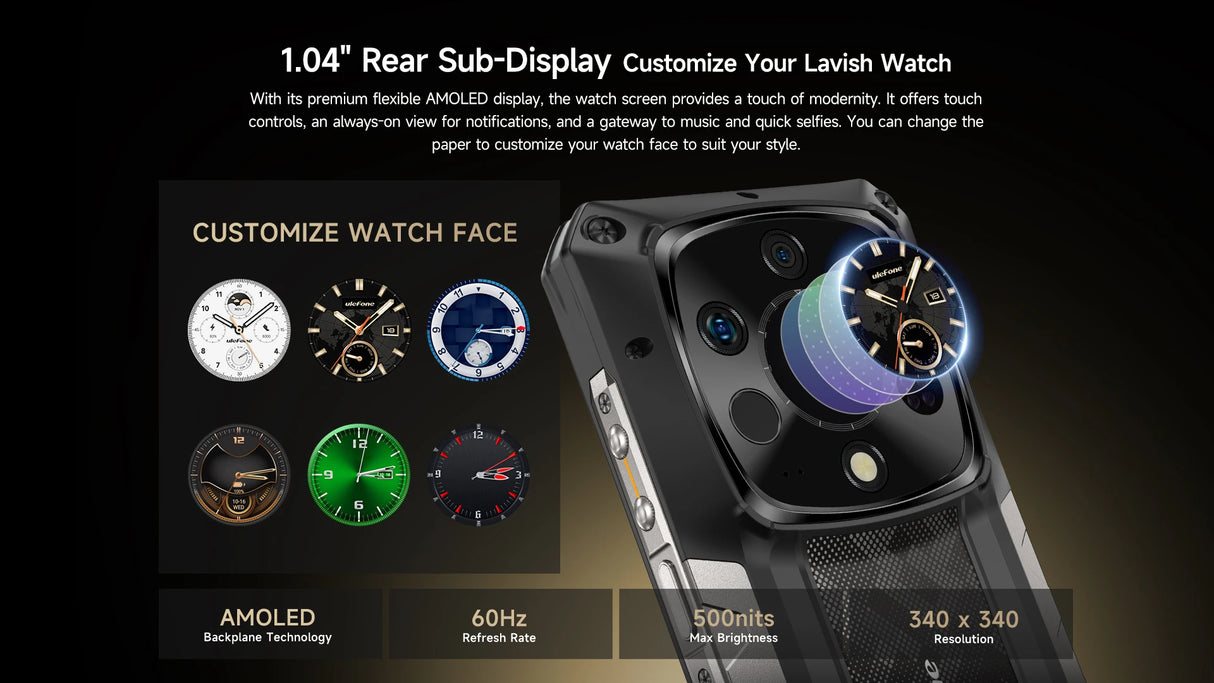 Teléfono robusto Ulefone Armor 28 Ultra 5G con imagen térmica por IA, Dimensity 9300+, 1 TB de ROM, 32 GB de RAM, Android, AMOLED