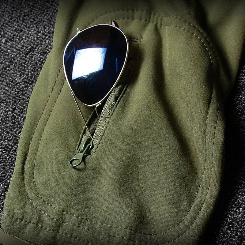 Camo Winter Tactical Sets Men Shark Skin Soft Shell Hooded Jacket+Multi-pocket Straight Cargo Pant 2Pcs Suits Waterproof Set - Lootquake