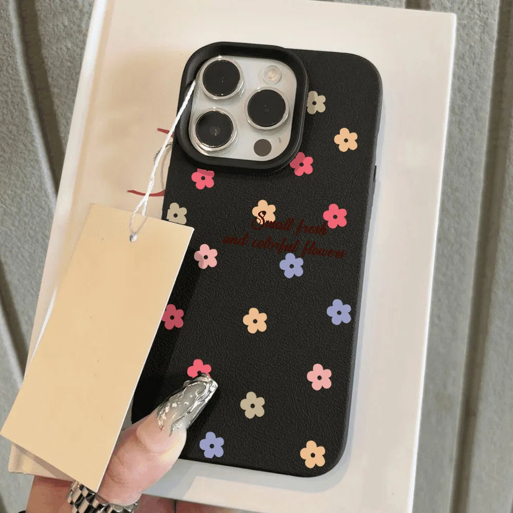 Bonita funda de piel con diseño de cereza para iPhone