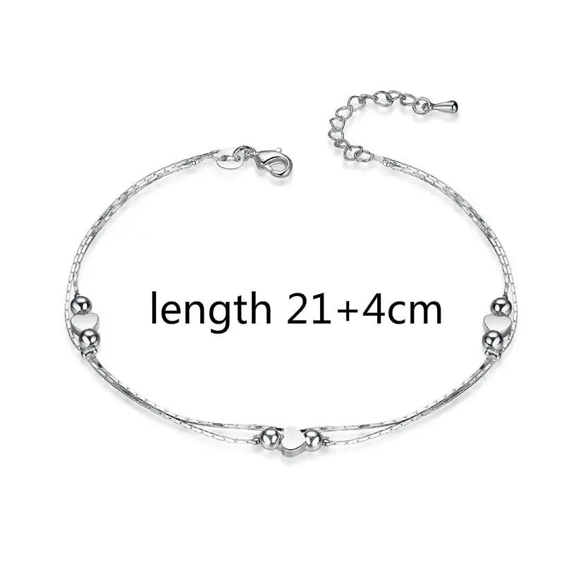 Silver color Stars Anklet Double Layer plated Charms Ankle Bracelet Jewellery Anklets For Women Foot Jewelry Love 2023 new hot - Lootquake