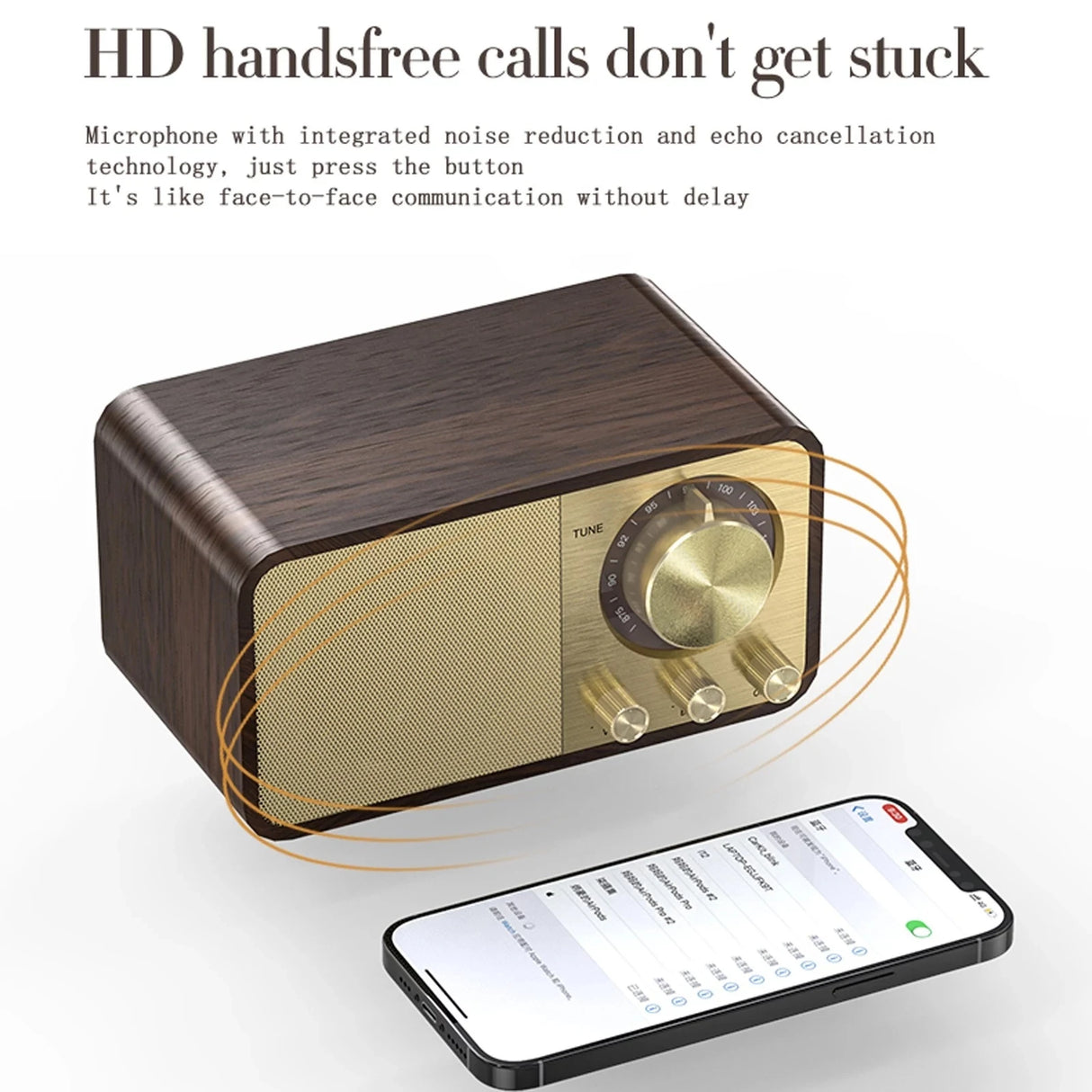Enceinte Bluetooth nostalgique, son Bluetooth, enceinte classique rétro, radio rétro, sans fil, Bluetooth 5.0, caisson de basses portable en bois