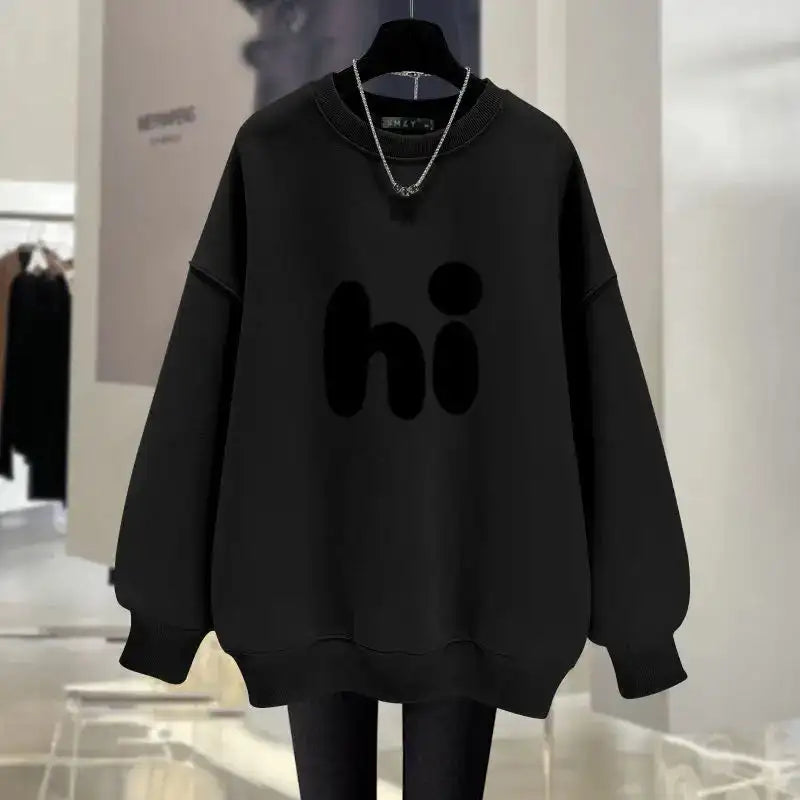 Autumn Fashion Loose O-neck Hoodies Women Clothing Vintage Chic Pullovers Letter Printed Pure Cotton Sweatshirts - Lootquake