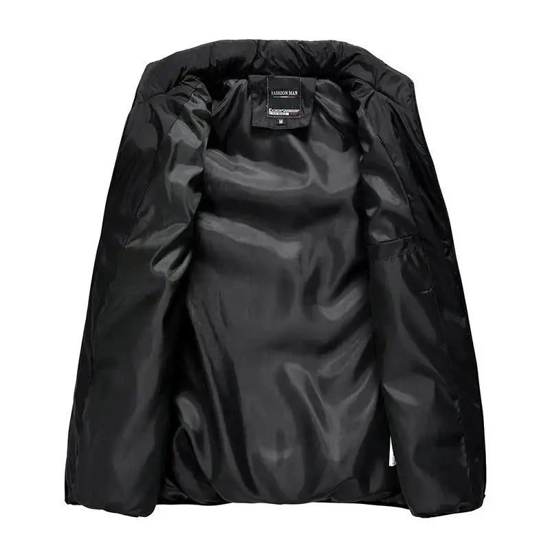 2024 New Puffer Sleeveless Coats Mens Solid Color Down Jacket Winter Warm Vest Jacket Men Waistcoat Outwear Windbreaker Clothing - Lootquake