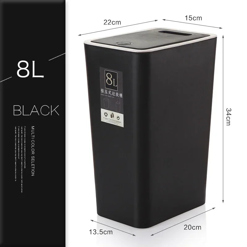 Papelera de prensa con tapa para cocina, gran capacidad, para almacenar alimentos, reciclar en casa, para baño, de calidad alimentaria