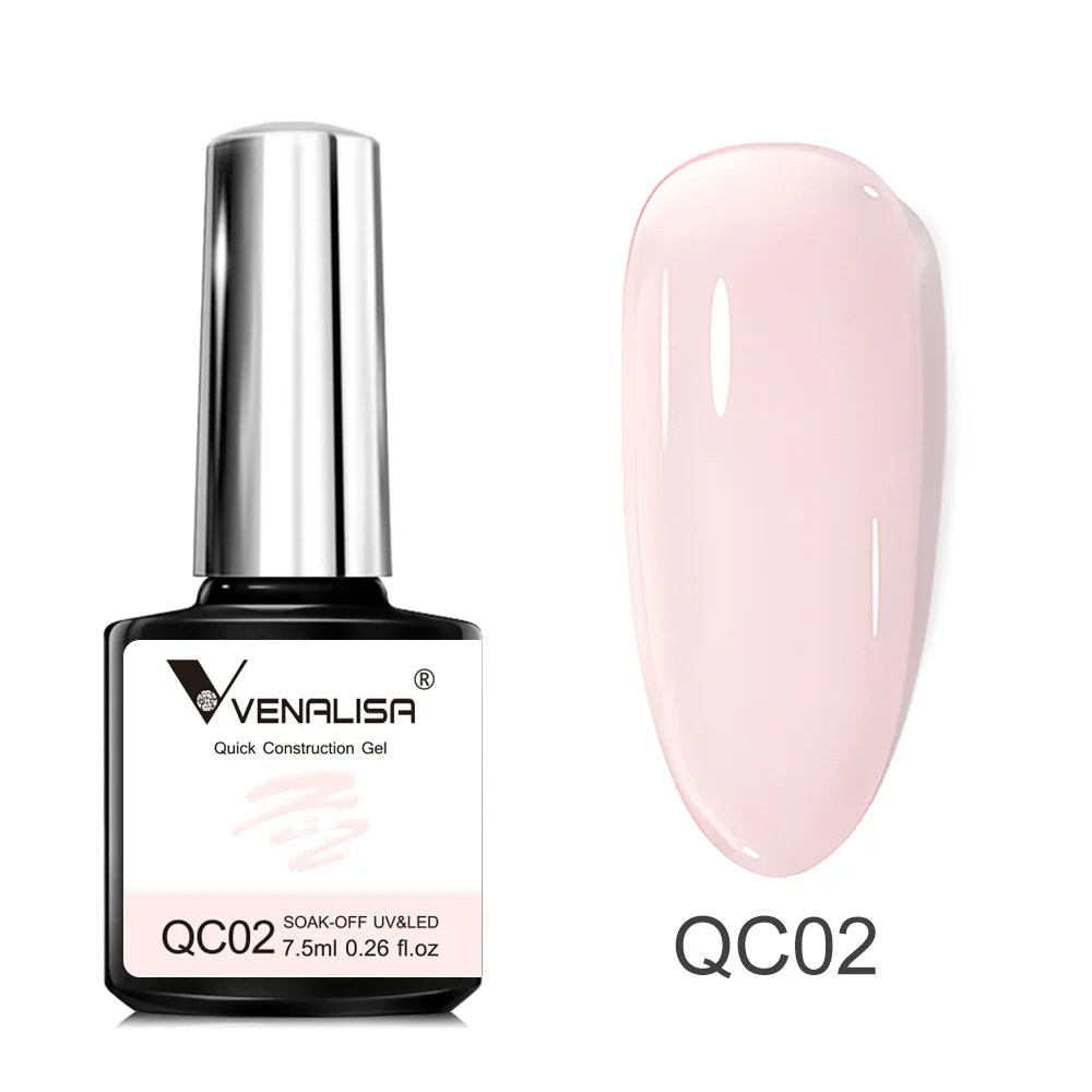 VENALISA - Gel de construcción rápida de 7,5 ml, semitransparente, gel fortalecedor para uñas, secado rápido, UV LED, color nude, rosa