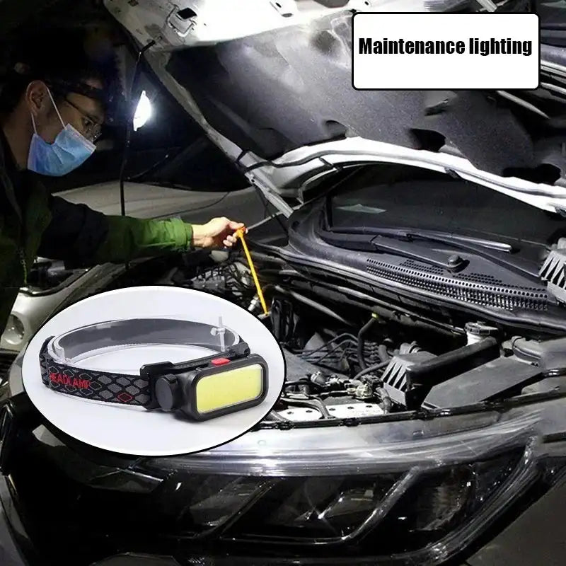 COB Headlight Portable Headlamp With Built-in 18650 Battery Flashlight USB Rechargeable Outdoor Camping Fishing Climbing Lantern - Lootquake