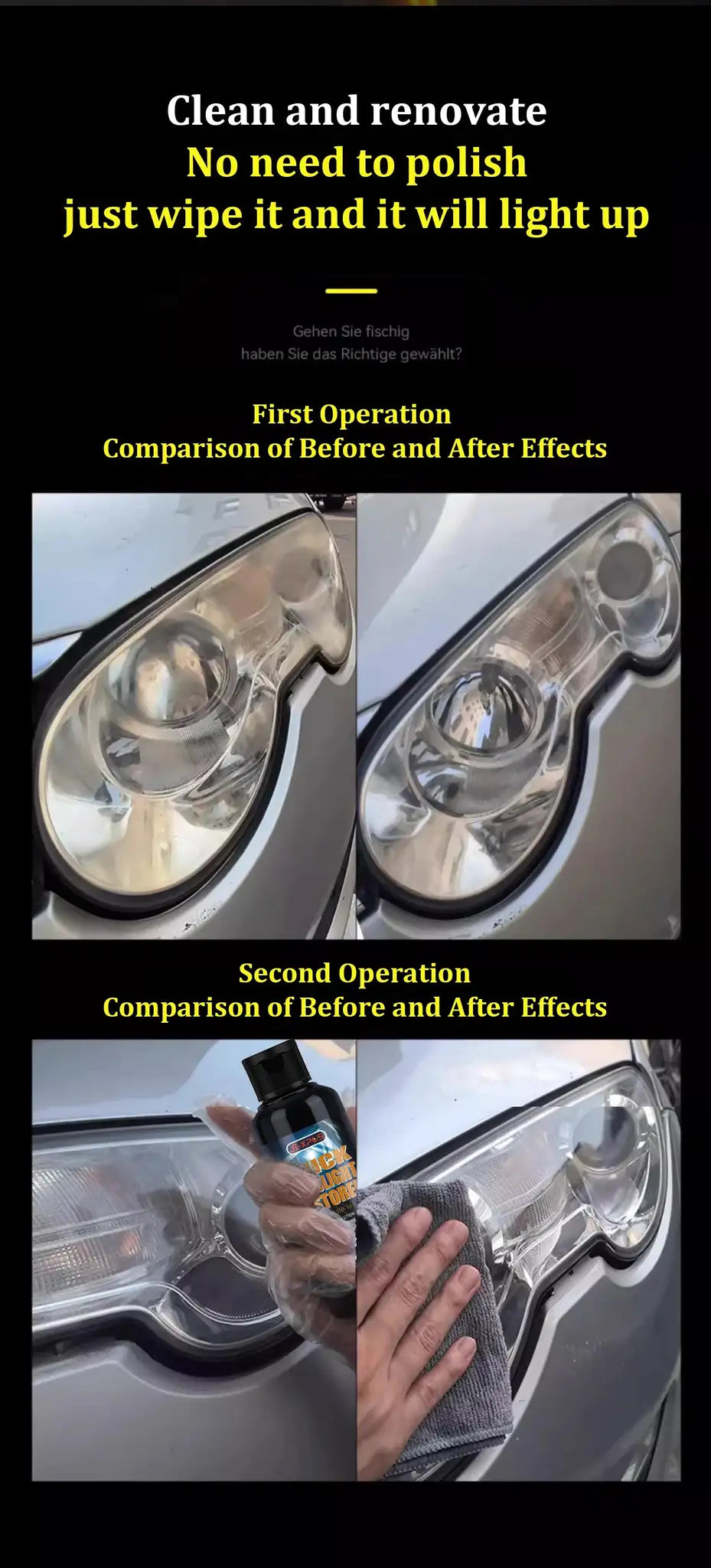Headlight Restoration Polishing Headlamp Scratch Remover Repair Cleaning Paste Remove Oxidation Headlight Polish Liquid LHB-16 - Lootquake