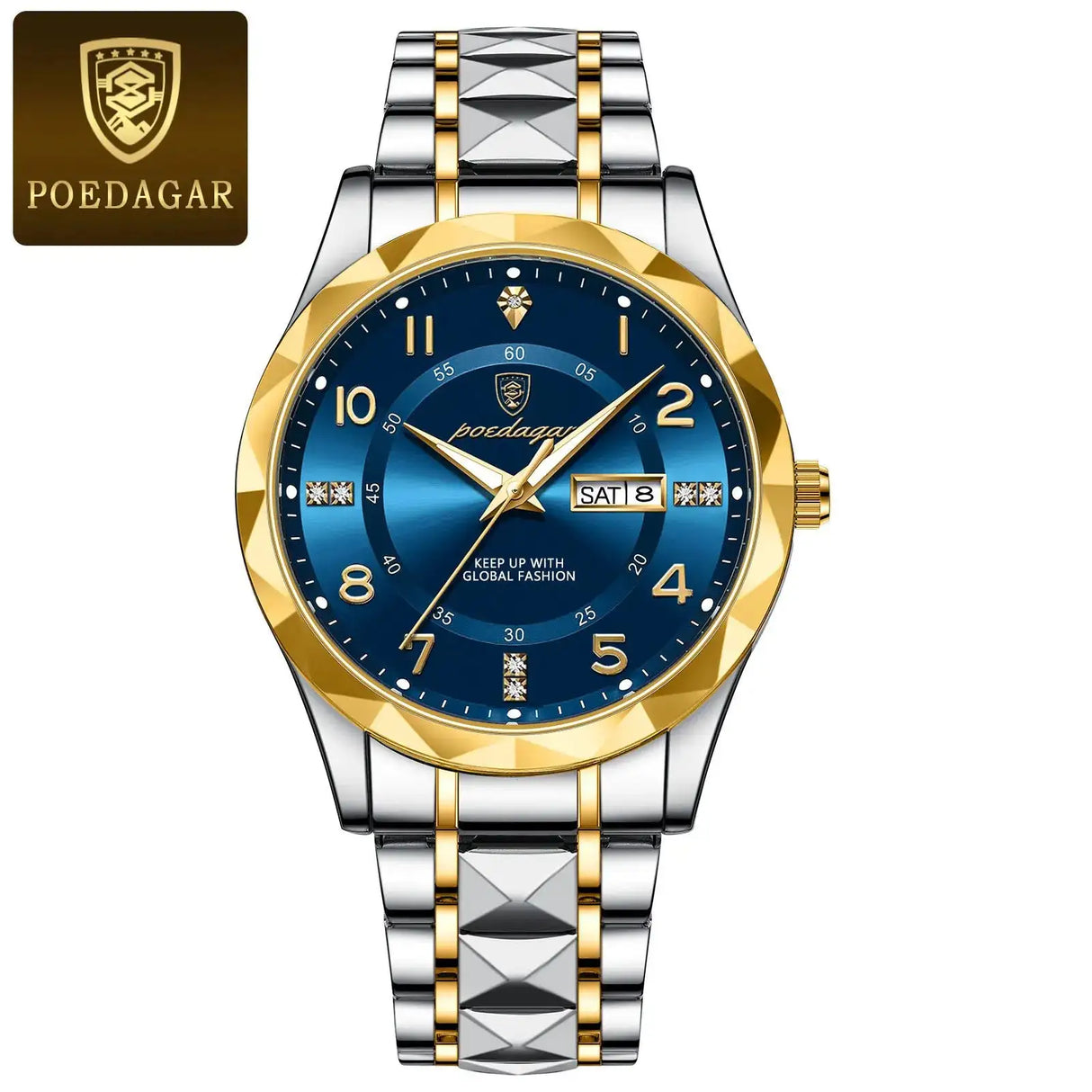 POEDAGAR Luxury Business Men's Wristwatch Stainless Steel Date Week Man Watch Waterproof Luminous Fashion Quartz Watches For Men - Lootquake