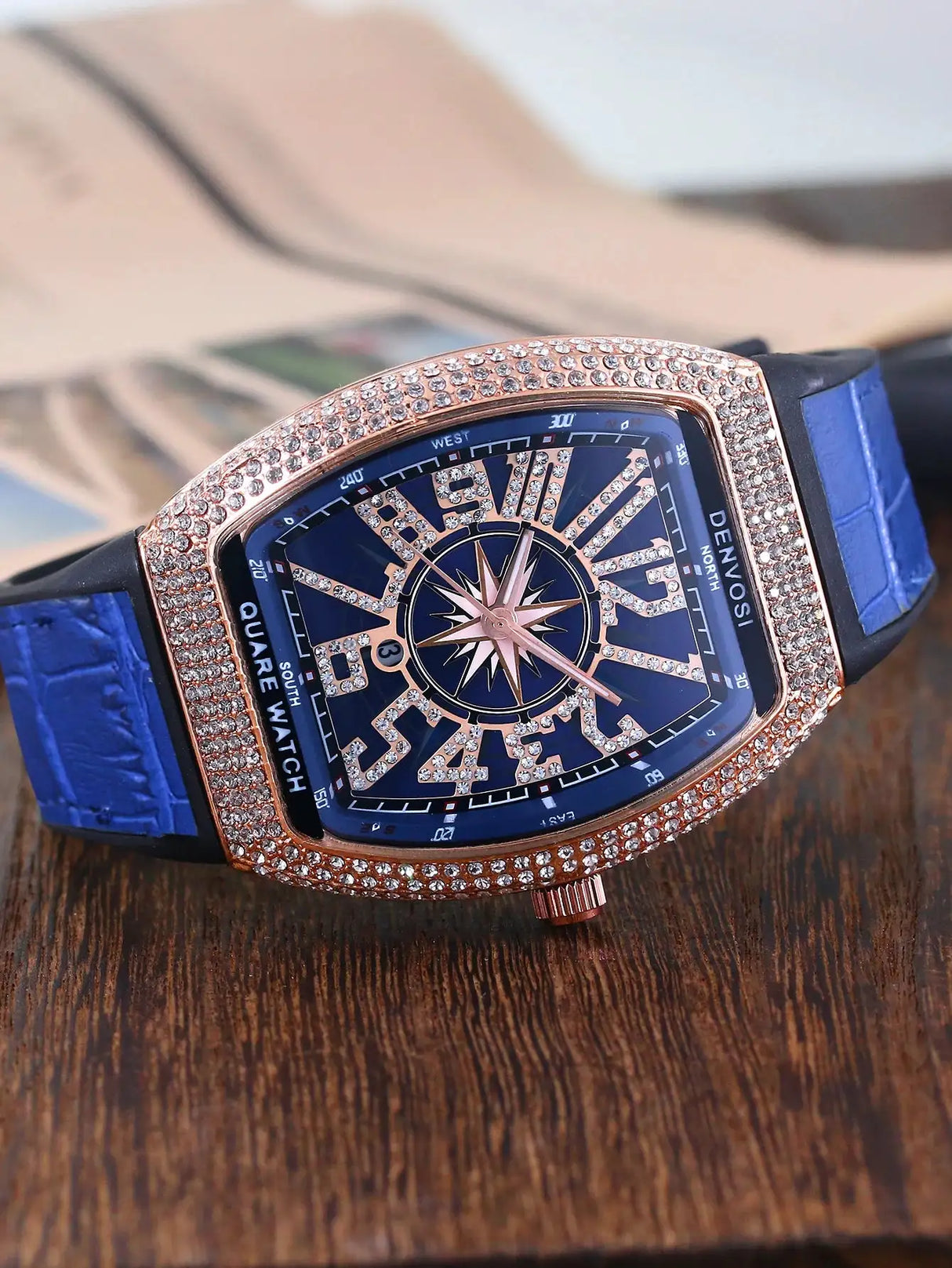 Luxury Diamond wristwatch for women Fasion and elegant quartz watch with silicone watchstrap Waterproof luminous Tonneau watch - Lootquake