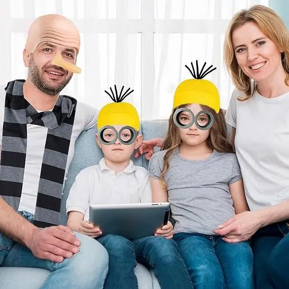 Halloween Party Minion Costumes Little Yellow Man Cosplay Movie Cartoon Funny Dress Up Magical Thief Dad Gray Striped Scarf