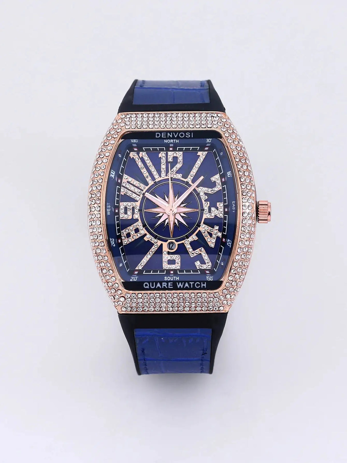 Luxury Diamond wristwatch for women Fasion and elegant quartz watch with silicone watchstrap Waterproof luminous Tonneau watch - Lootquake