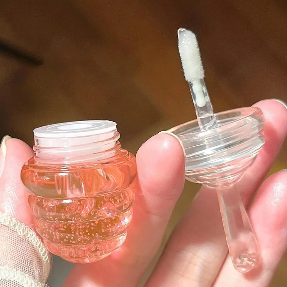 Huile à lèvres Lovely Honey Pot, brillant à lèvres, baume à lèvres hydratant pour le soin des lèvres, huile à lèvres transparente hydratante, rouge à lèvres liquide