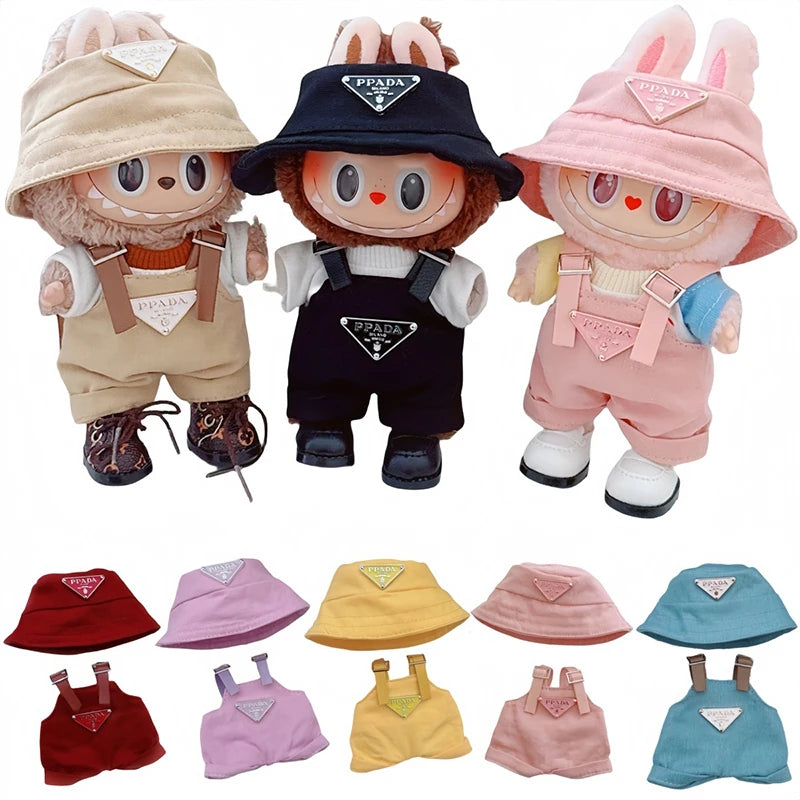 Vêtements de poupée populaires Labubus DIY pour poupée de 17 cm, chapeau, vêtements, accessoires de poupée, jeu de fête assis