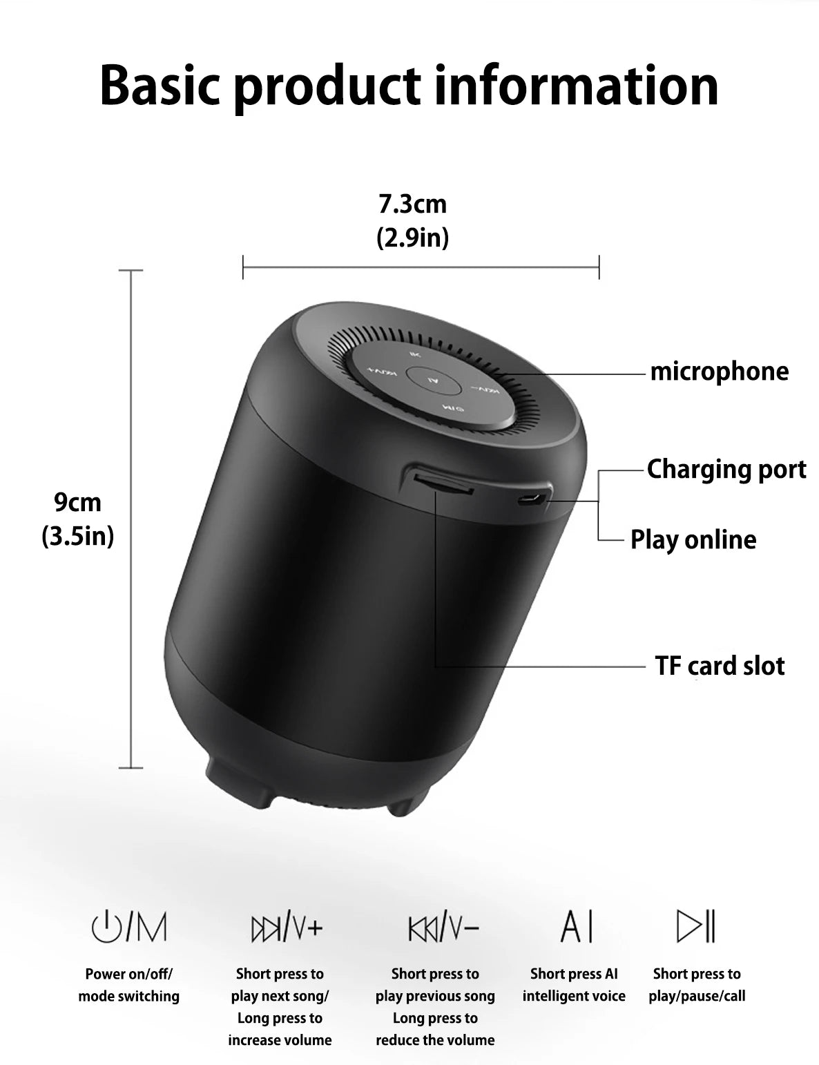 Enceinte Bluetooth sans fil, commande vocale artificielle intelligente, carte d'insertion, petit audio, téléphone portable, ordinateur de bureau