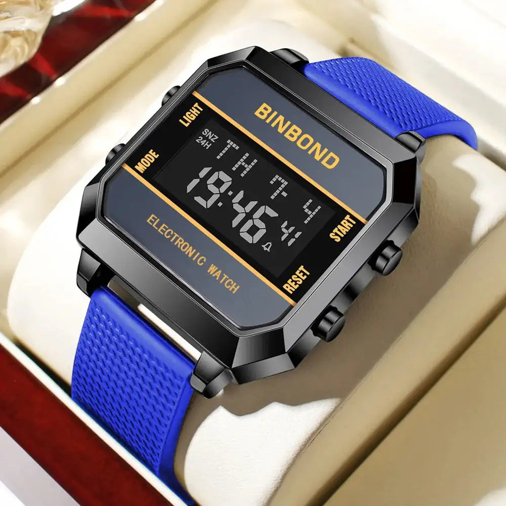 Men's Watch Business Sports Multifunctional Alarm Clock Waterproof Silicone Strap Male Student Fashion Electronic Wristwatches - Lootquake