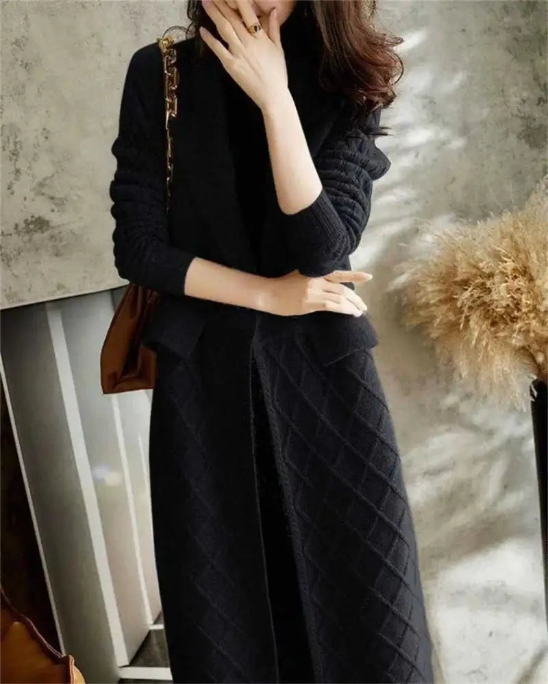 Korean French Style Cashmere Sweater Ladies Wool Windbreaker Cardigan New Autumn Winter Women Knitted Sweater Long Cardigan Coat - Lootquake