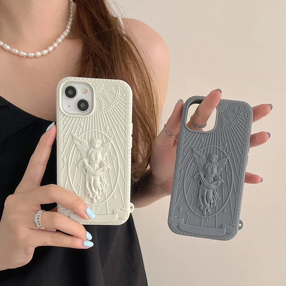 Nueva funda de silicona para teléfono con diseño de ángel de arte clásico.