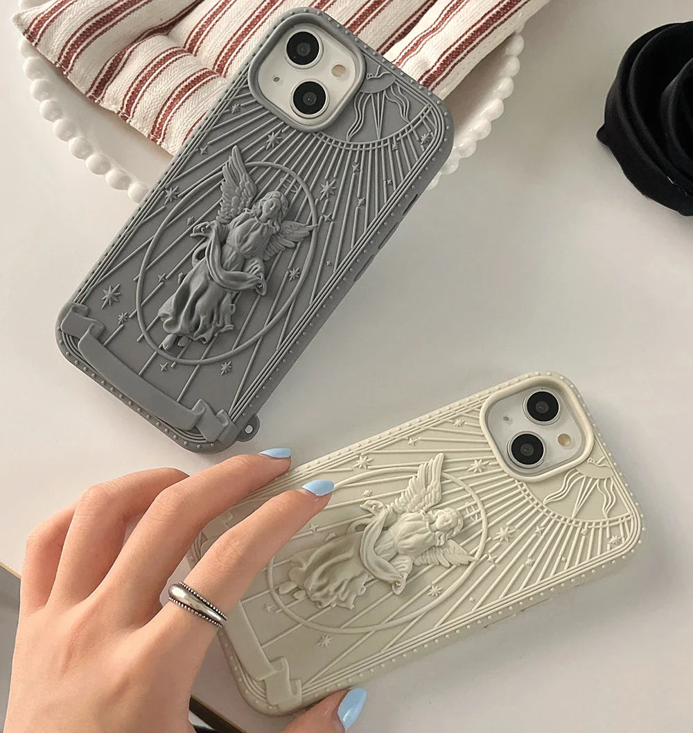 Nueva funda de silicona para teléfono con diseño de ángel de arte clásico.
