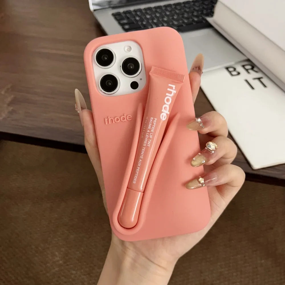 Funda para teléfono Rhode con diseño de labios, funda de silicona suave con caja