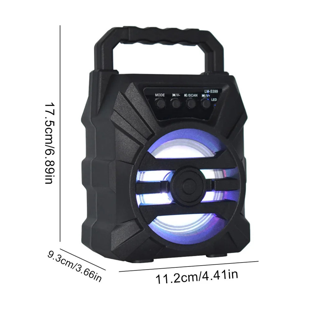 Altavoz Bluetooth inalámbrico con LED. Compatible con micrófono con cable, tarjeta TF y entrada de audio USB.