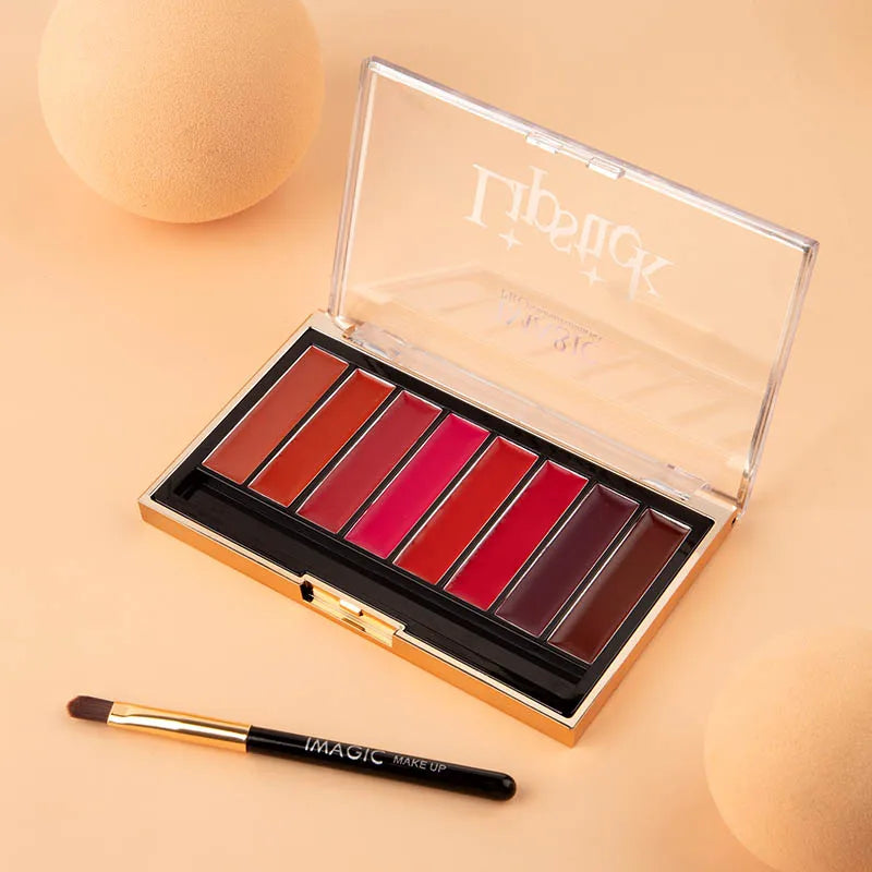 Palette de rouges à lèvres IMAGIC 8 couleurs, hydratant, mat, velours, longue tenue, waterproof, pigments, maquillage des lèvres