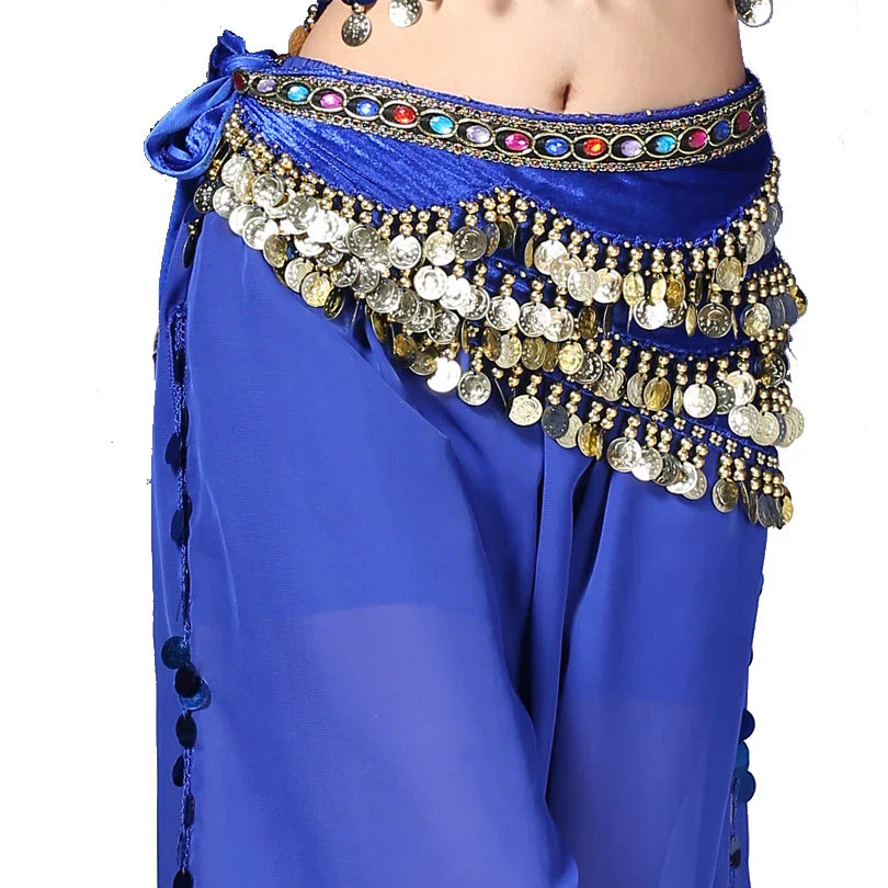1PC New Style Belly Dance Belt Newest Multi-color Glass Silk Velvet Dancing Belt Scarf Crystal BellyDance Waist Chain Hip Scarf