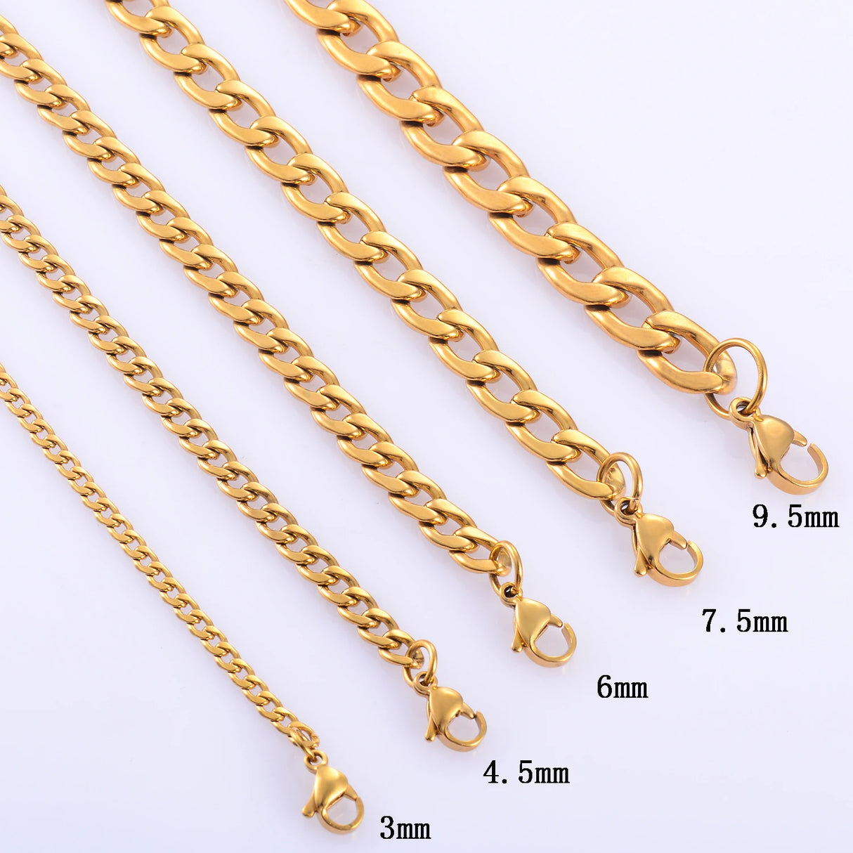 Width 3mm-11.5mm Stainless Steel Gold Color Cuban Chain Necklace Hip Hop Classical Punk Fashion Jewelry Men Gifts - Lootquake