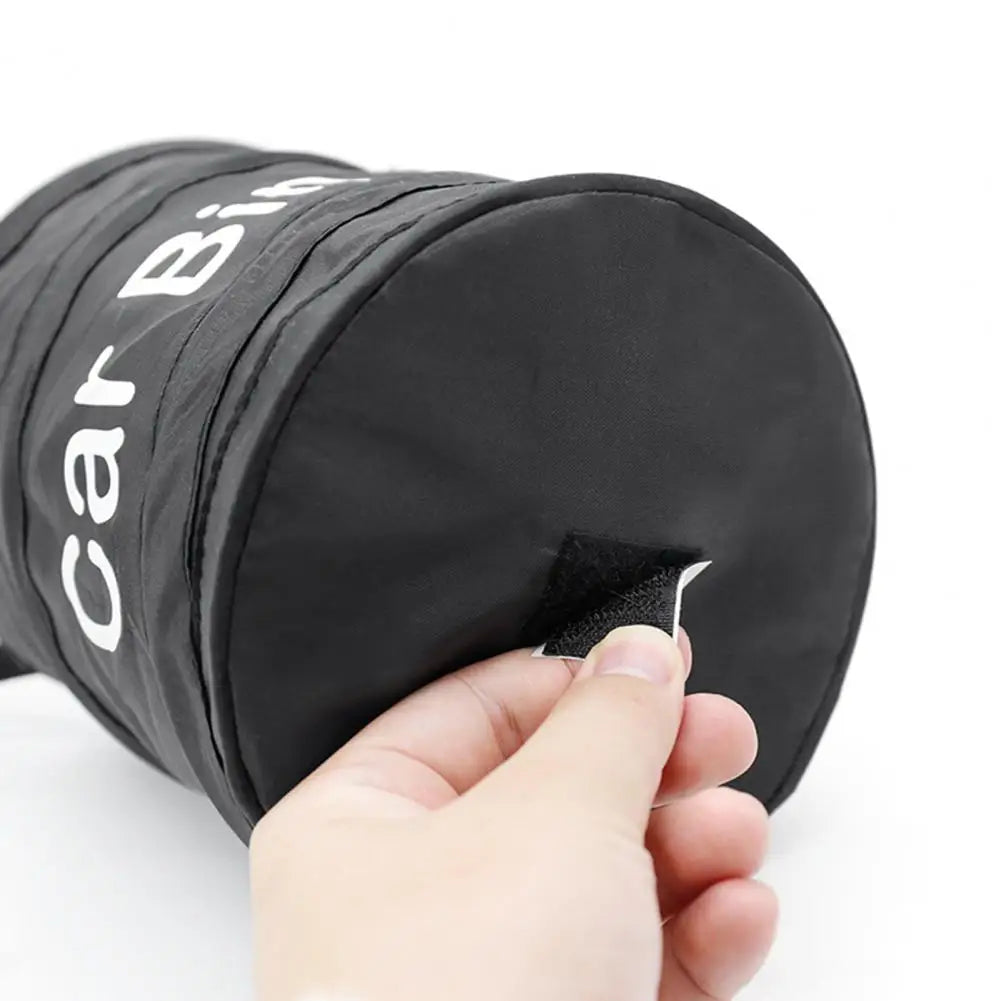 Cubo de basura plegable para coche, con cinta de sujeción, gran capacidad, fácil instalación, plegable