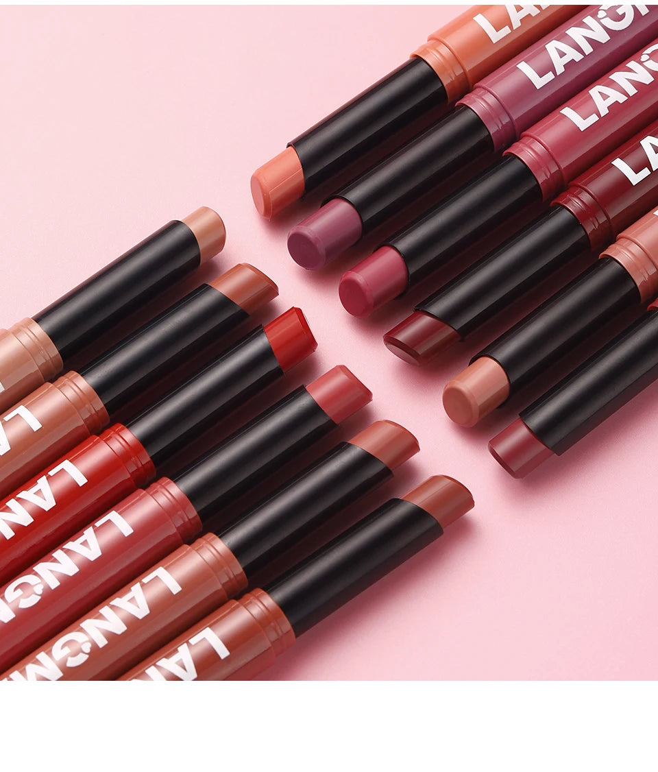 Ensemble de rouge à lèvres et crayon à lèvres imperméable intégré, sans bavure, sans décoloration, sans tasse, durable, facile à créer un maquillage parfait !