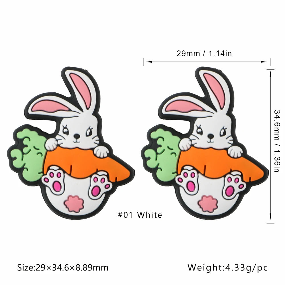 Kovict 5/10Pcs New Focal Silicone Beads Easter Series Bead For Jewelry Making DIY KeyChain Bracelet Necklace Pen Accessories