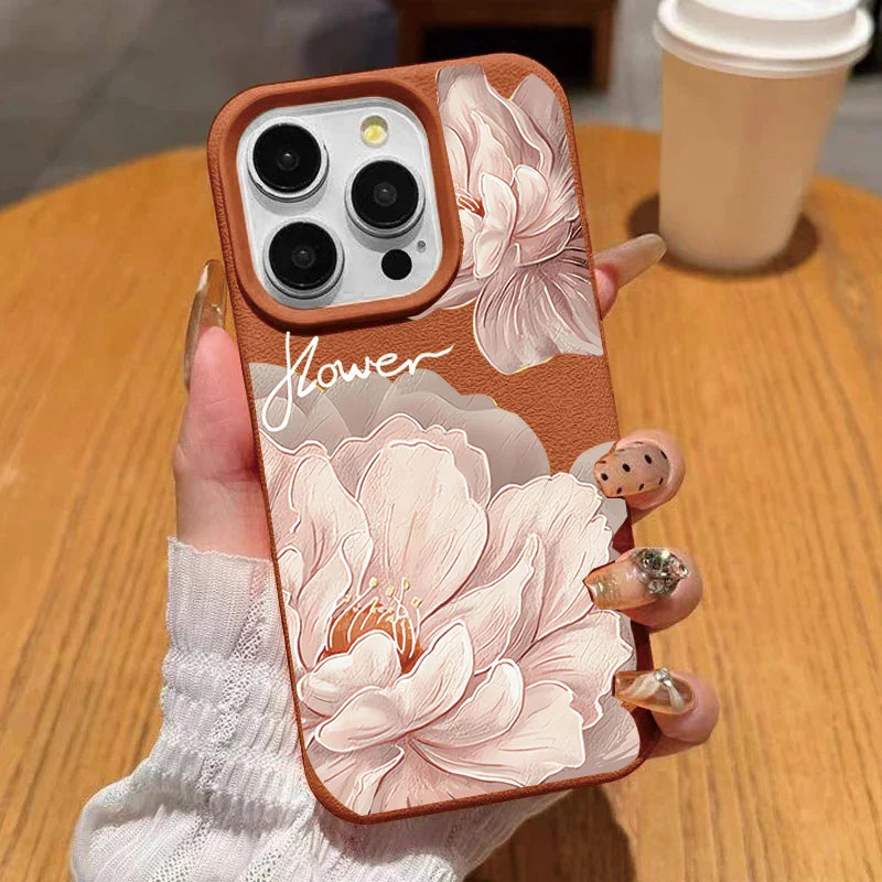 Funda para iPhone con diseño floral coreano