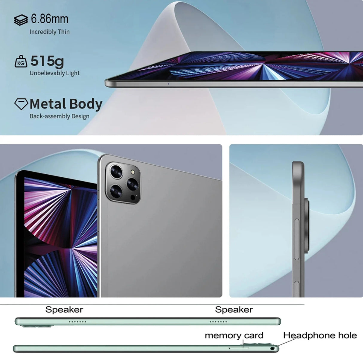 New 5G Pad 10.1 Inch Android Tablets Octa Core 8GB RAM 512GB ROM 4G LTE 5G WiFi Tablet Pc Double SIM Card HD Display 8000mAh