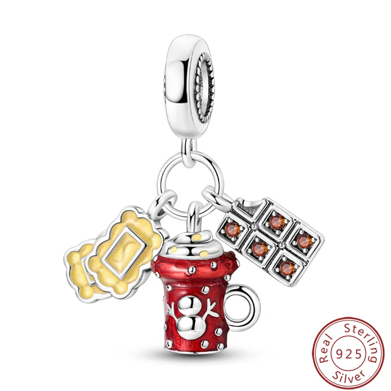 S925 Sterling Silver Princess Golf Hamster Camera Travel Three Piece Set Charms Beads 3mm DIY Fine Jewelry Making - Lootquake