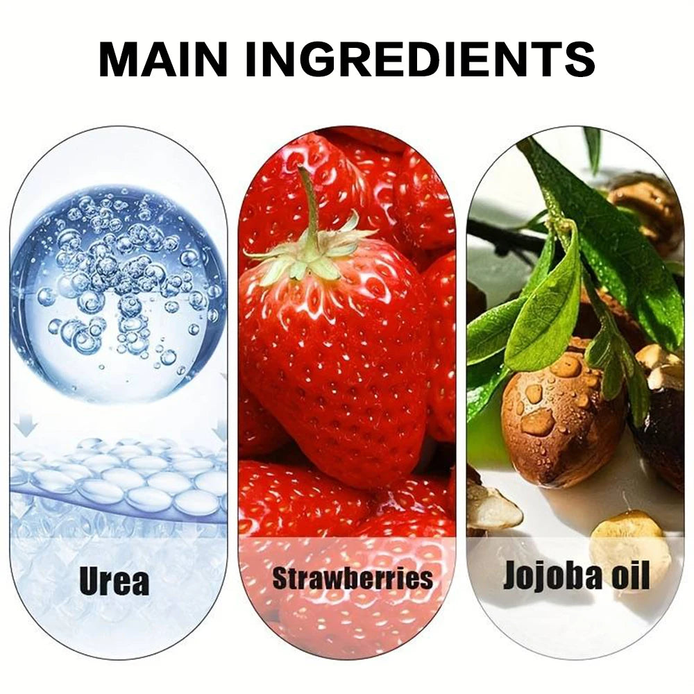 Crema de urea Crema de fresa para manos y pies Previene la sequedad y el agrietamiento de manos y pies Hidrata profundamente Exfolia Cuidado calmante de la piel