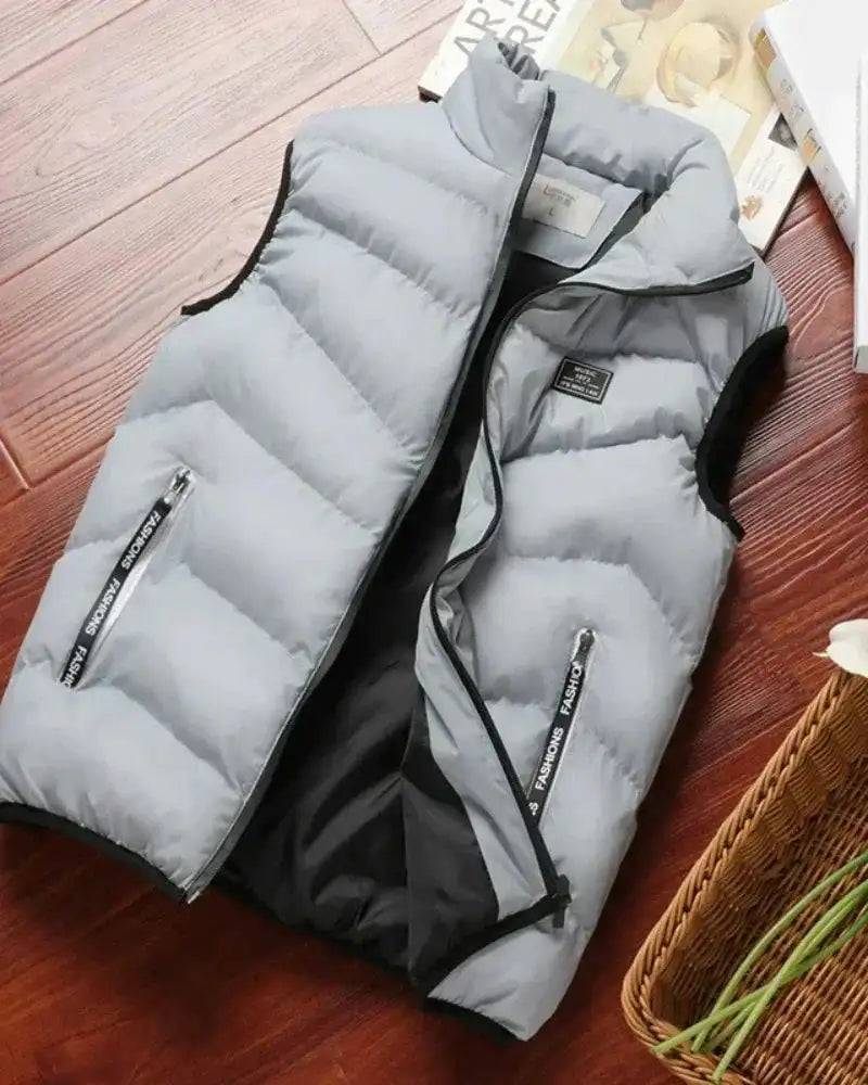 2024 New Puffer Sleeveless Coats Mens Solid Color Down Jacket Winter Warm Vest Jacket Men Waistcoat Outwear Windbreaker Clothing - Lootquake