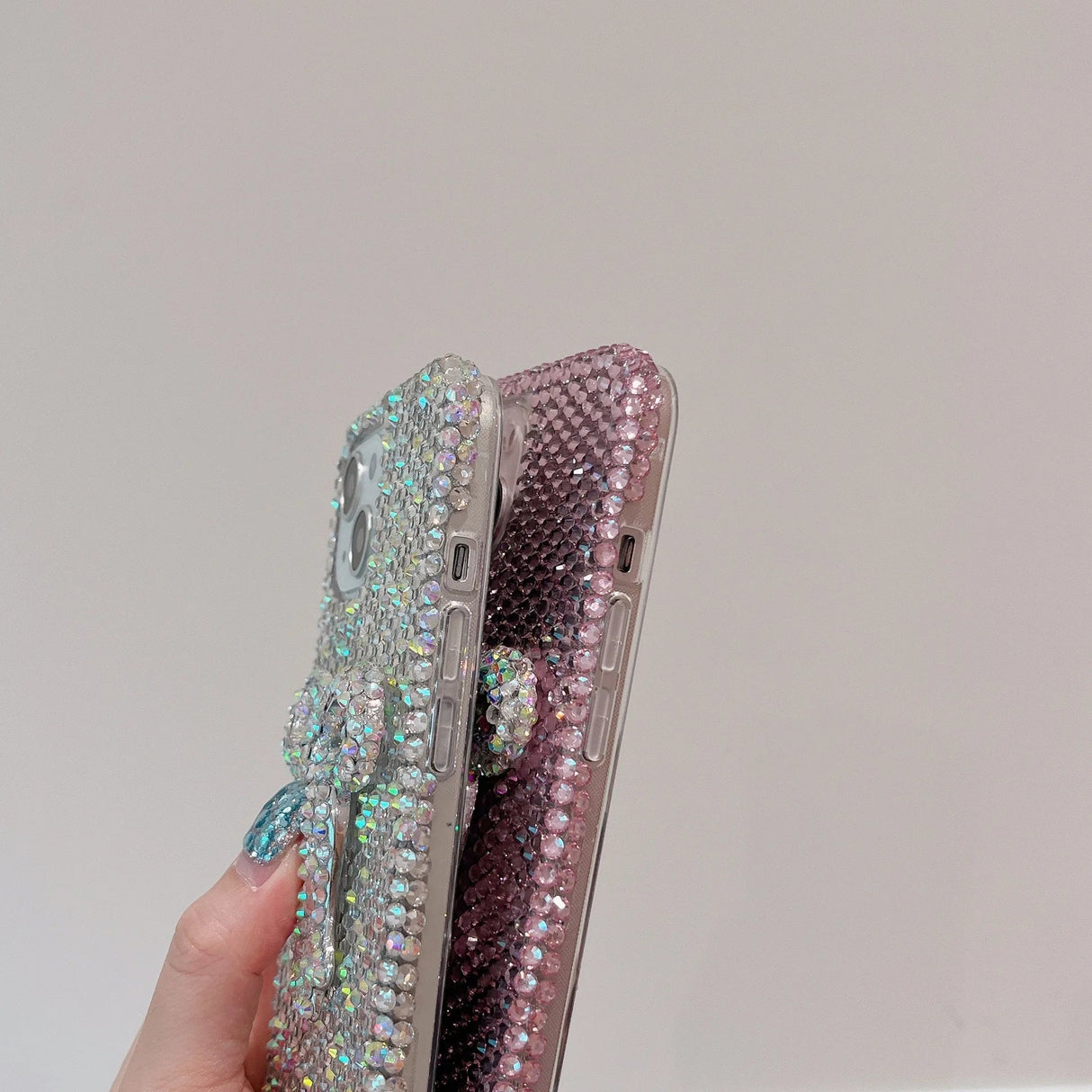 Funda de teléfono de lujo con lazo de diamantes brillante y bonita