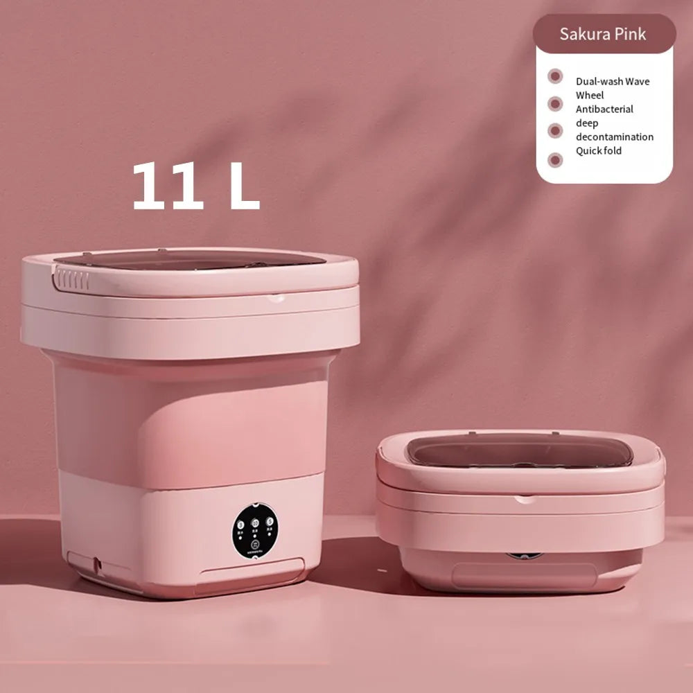 Machine à laver portable grande capacité 11 L 6 L avec panier de vidange pour appartement, camping, voyage, sous-vêtements, 110-260 V, mini lave-linge séchant