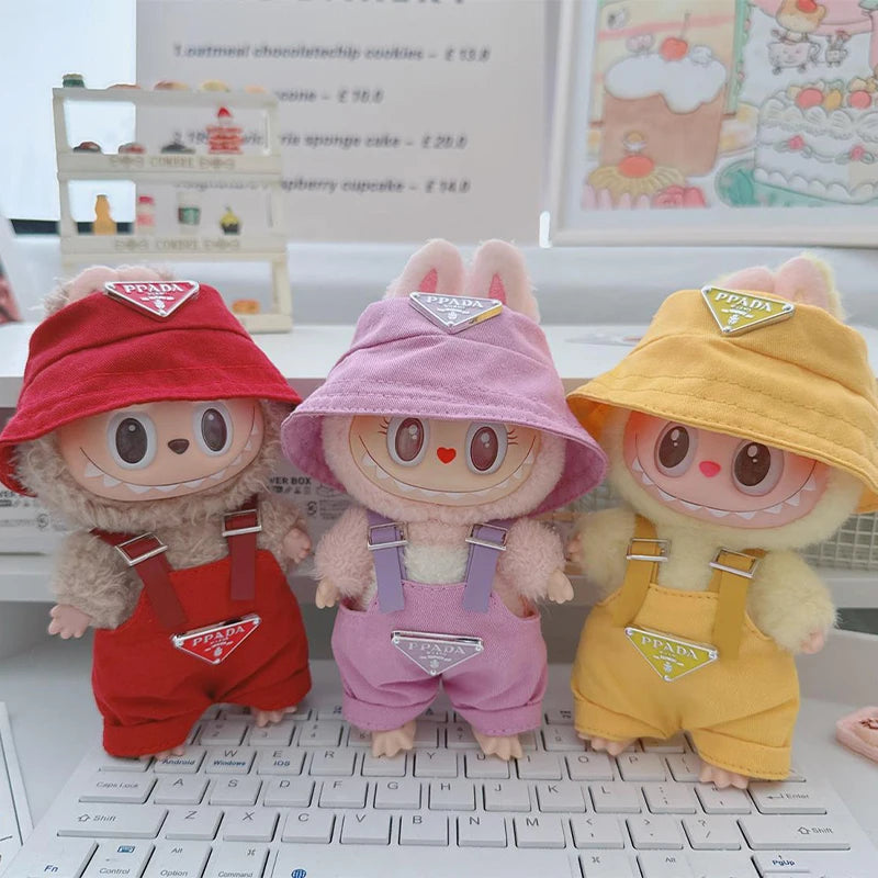 Vêtements de poupée populaires Labubus DIY pour poupée de 17 cm, chapeau, vêtements, accessoires de poupée, jeu de fête assis