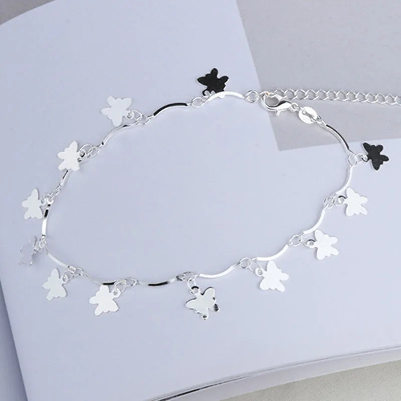 Silver color Stars Anklet Double Layer plated Charms Ankle Bracelet Jewellery Anklets For Women Foot Jewelry Love 2023 new hot - Lootquake