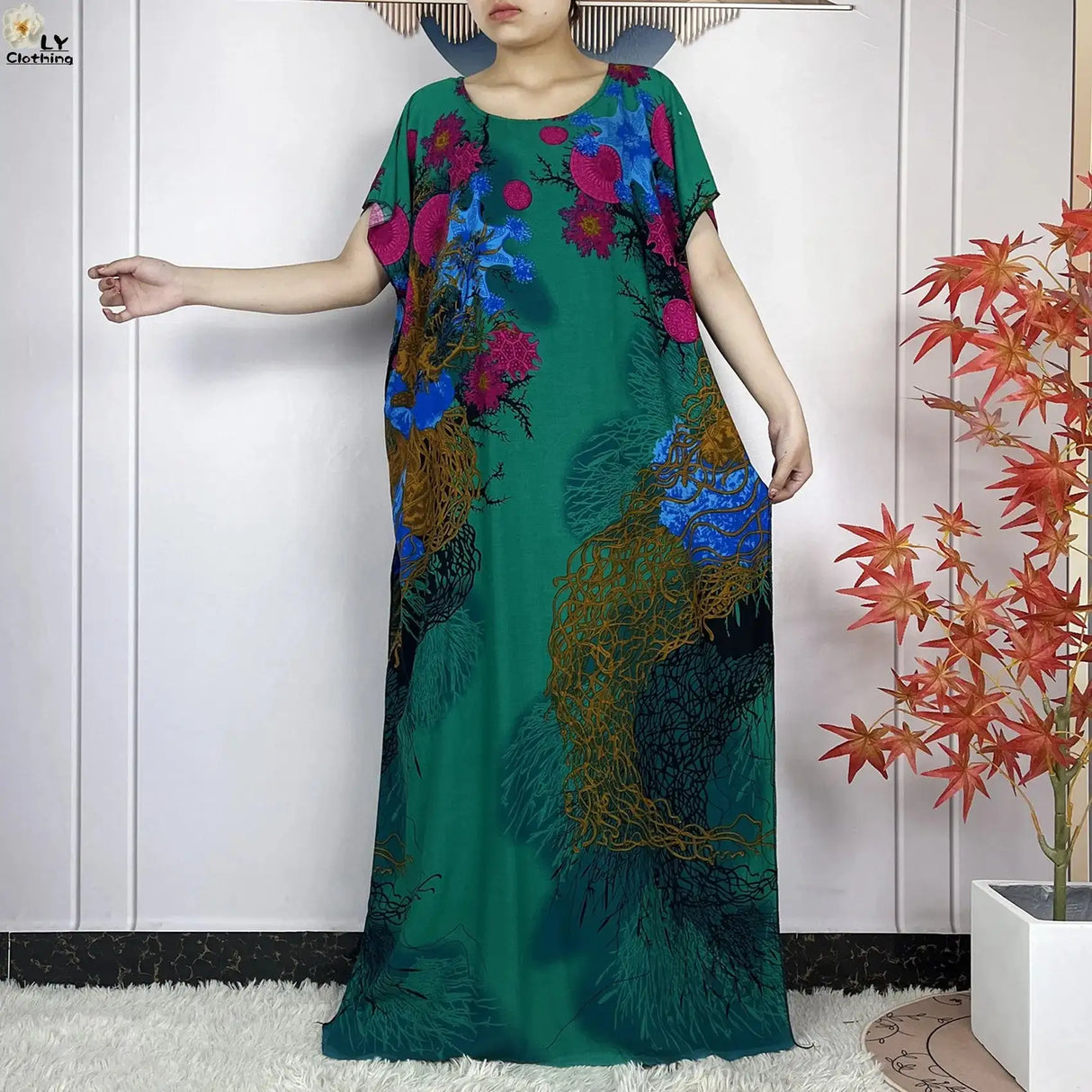 2024 Latest Muslim Sets Women Clothing Cotton Floral Loose Dashiki Long Dress African Abaya Dubai Traditional Islamic Clothing