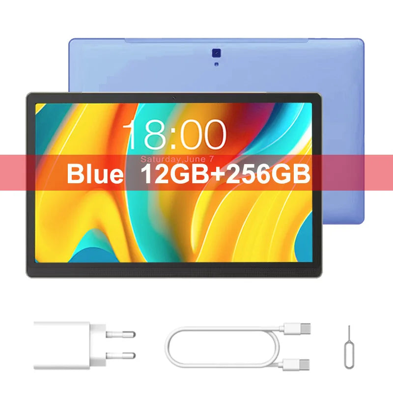 Tablette 14,1 pouces, version mondiale, non ouverte, Android 2025, 12 Go + 256 Go, 1920 x 1080, appels 4G, Wi-Fi 5G, 10 000 mAh