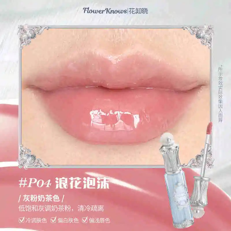 Flower Knows Strawberry Rococo Series Cloud Lip Cream Gloss à lèvres longue tenue Velvet Lip Tint Rouge à lèvres pour femmes Cosmétique