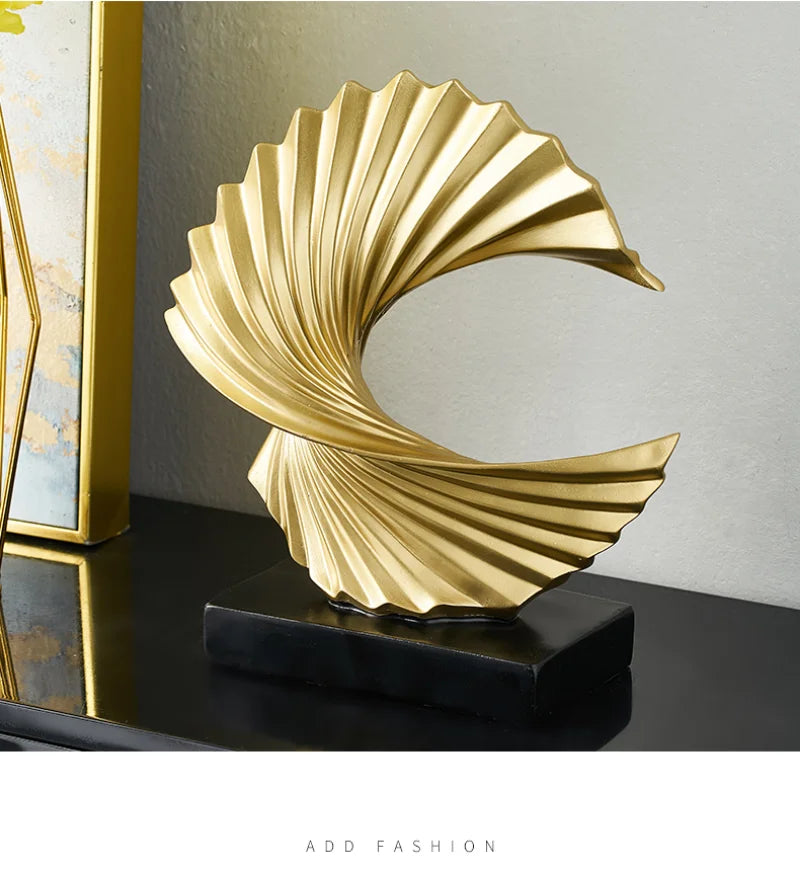 Decoration Sculpture Gold Modern Abstract Art Sculpture Resin Crafts Sculpture Ornaments Home Office Desk Decoration Accessories