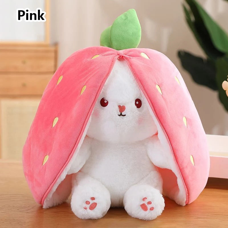 Easter Bunny Plush Reversible Carrot Strawberry Bunny Plush Toy Pillow Bunny With Zipper Birthday Gift For Boys Girls Kids Doll - Lootquake