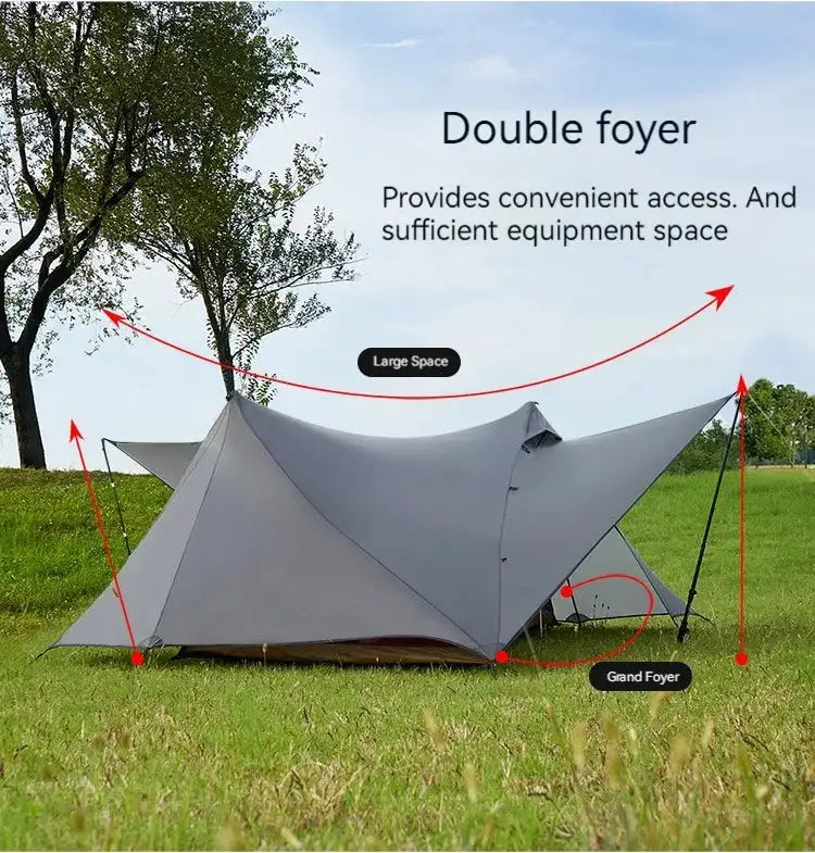ASTA GEAR Yun Chuan double-sided silicon-coated double A pyramid 15D nylon rodless camping hiking outdoor tent - Lootquake